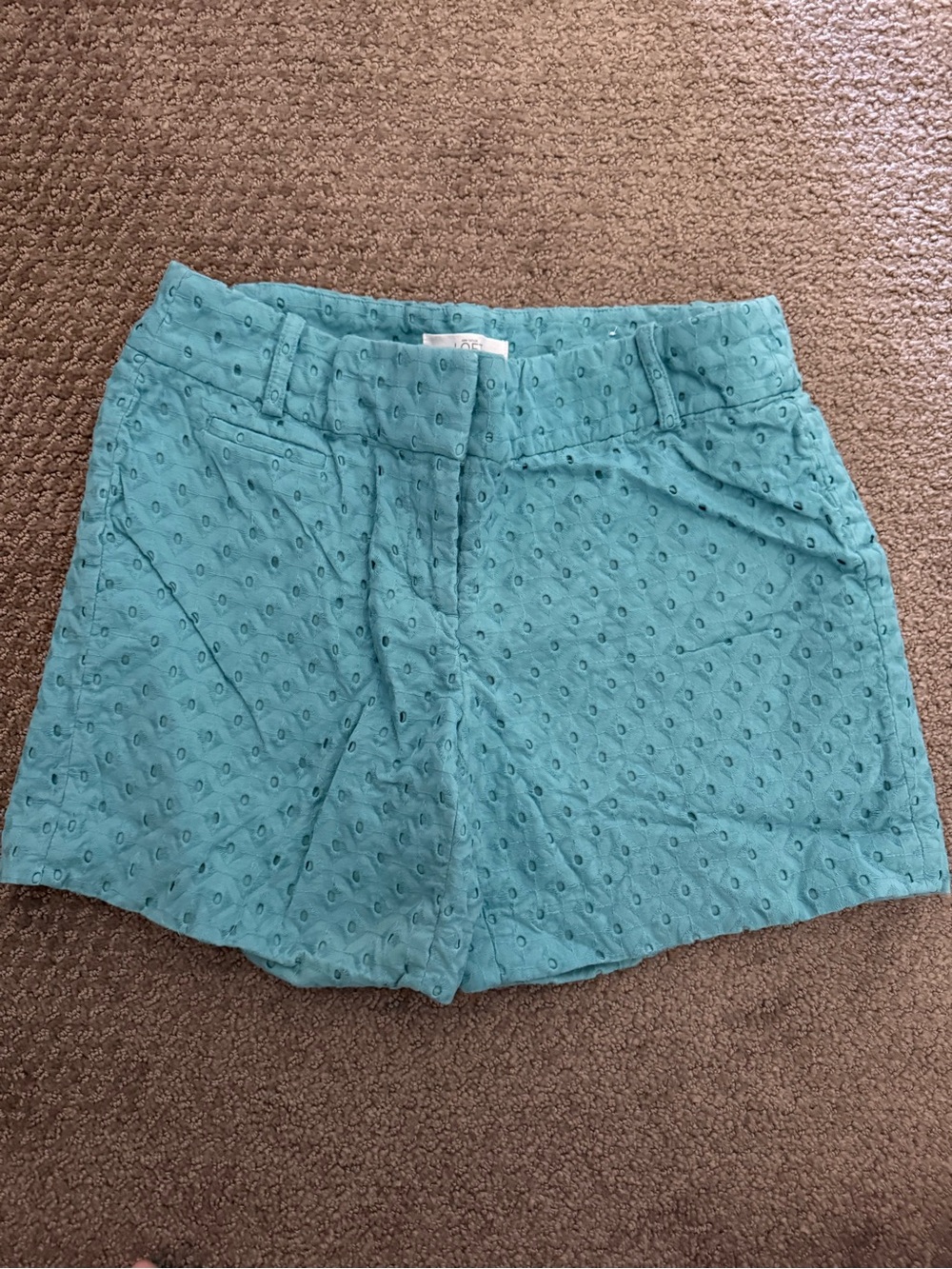LOFT Teal Eyelet Bermuda Shorts